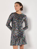 Load image into Gallery viewer, Fit and Flare Rainbow Sequin Dress
