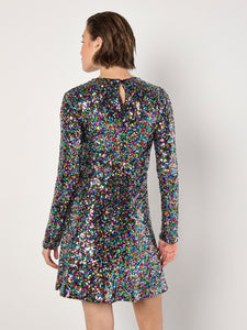 Fit and Flare Rainbow Sequin Dress