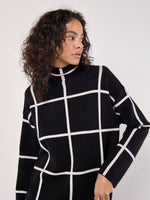 Load image into Gallery viewer, Windowpane Sweater Dress in Black
