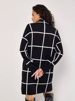 Load image into Gallery viewer, Windowpane Sweater Dress in Black
