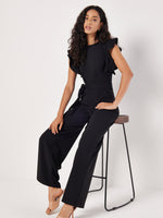 Load image into Gallery viewer, Ruffle Sleeve Jumpsuit in Black
