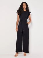 Load image into Gallery viewer, Ruffle Sleeve Jumpsuit in Black
