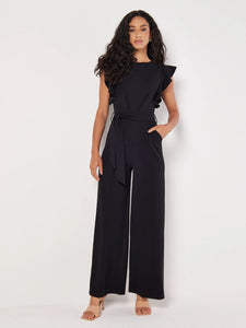 Ruffle Sleeve Jumpsuit in Black