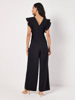 Load image into Gallery viewer, Ruffle Sleeve Jumpsuit in Black
