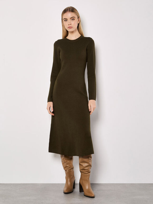 Longsleeve Knit Maxi Dress in Olive