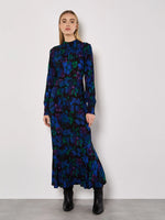 Load image into Gallery viewer, Floral High Neck Maxi Dress in Blue
