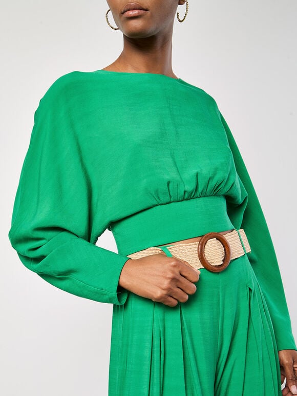 Split Back Crop Top in Green