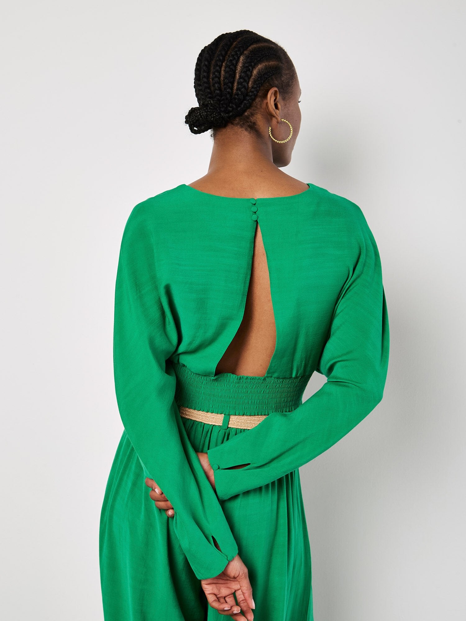 Split Back Crop Top in Green
