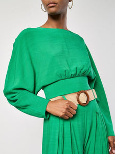 Split Back Crop Top in Green