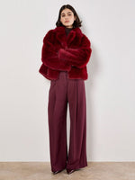 Load image into Gallery viewer, Faux Fur Short Coat in Burgundy
