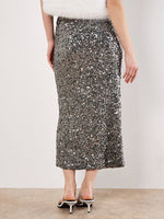 Load image into Gallery viewer, Sequin Midi Skirt in Grey
