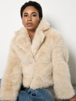 Load image into Gallery viewer, Faux Fur Short Coat in Cream
