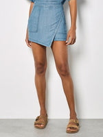Load image into Gallery viewer, Slub Wrap Skort in Denim Blue
