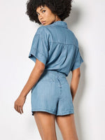 Load image into Gallery viewer, Slub Wrap Skort in Denim Blue
