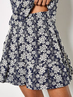 Load image into Gallery viewer, Embroidered Floral Mini Skirt in Navy
