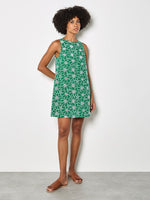 Load image into Gallery viewer, Embroidered Floral Shift Dress in Green

