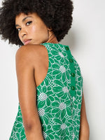Load image into Gallery viewer, Embroidered Floral Shift Dress in Green
