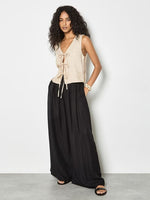 Load image into Gallery viewer, Tie Front Linen Blend Vest in Stone
