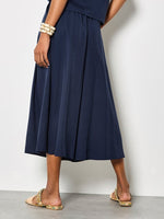 Load image into Gallery viewer, Belted Wide Leg Pleated Trousers in Navy
