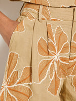 Load image into Gallery viewer, Embroidered Floral Shorts in Stone
