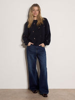 Load image into Gallery viewer, Embroidered Flower Sweater in Navy
