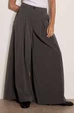 Load image into Gallery viewer, Inverted Pleat Pinstripe Trouser in Grey
