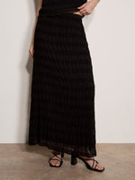 Load image into Gallery viewer, Textured Chiffon Maxi Skirt in Black
