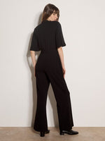 Load image into Gallery viewer, Angel Sleeve Crepe Jumpsuit in Black
