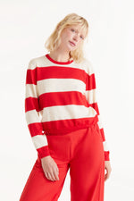 Load image into Gallery viewer, Knitted Jersey Sweater in Red Stripe
