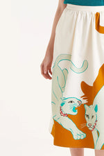 Load image into Gallery viewer, Cotton Midi Skirt in Jungle Print
