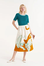 Load image into Gallery viewer, Cotton Midi Skirt in Jungle Print
