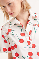 Load image into Gallery viewer, Short Sleeve Cotton Twill Dress in Cherry Print
