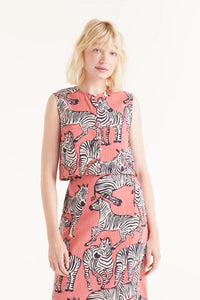 Zebra Print Top in Washed Red
