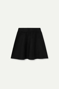 Flared Knit Mini Skirt in Black