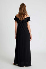 Load image into Gallery viewer, Ruffle Off Shoulder Maxi Dress in Black
