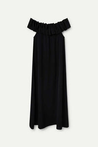 Ruffle Off Shoulder Maxi Dress in Black