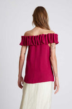 Load image into Gallery viewer, Ruffle Off Shoulder Top in Magenta
