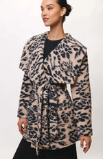 Load image into Gallery viewer, Dutton Shawl Collar Wrap Coat in Cream/Black Rose
