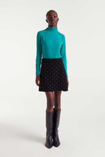 Load image into Gallery viewer, Polka Dot Knit Mini Skirt in Black
