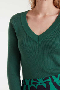 Knit Ribbed Sweater in Green