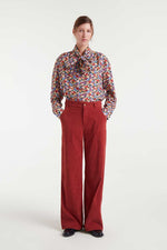 Load image into Gallery viewer, Tie Collar Fall Floral Blouse in Black

