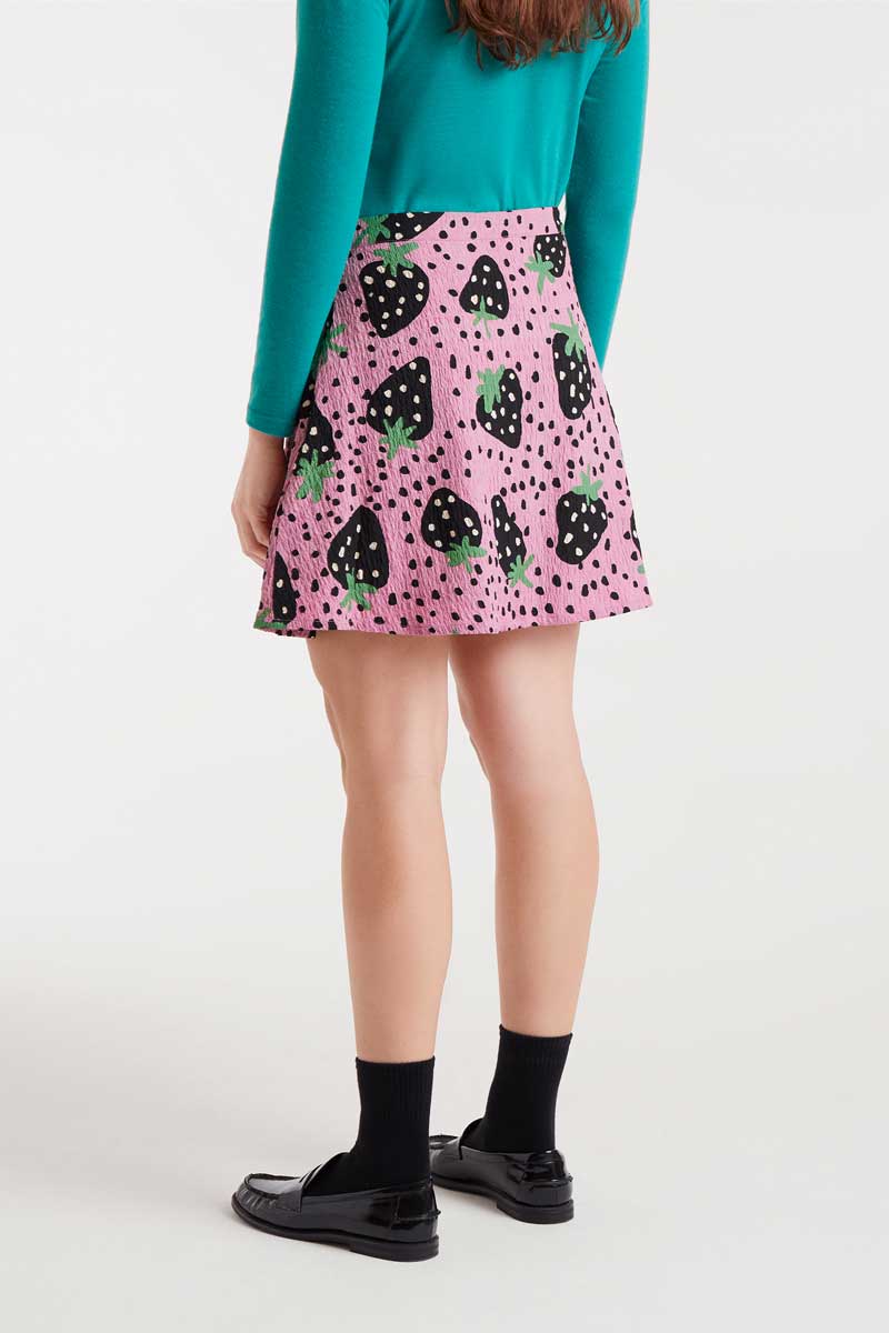 Strawberry Polka Dot Mini Skirt in Pink