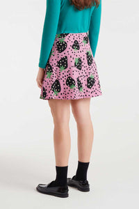 Strawberry Polka Dot Mini Skirt in Pink
