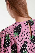 Load image into Gallery viewer, Strawberry Polka Dot Blouse in Pink
