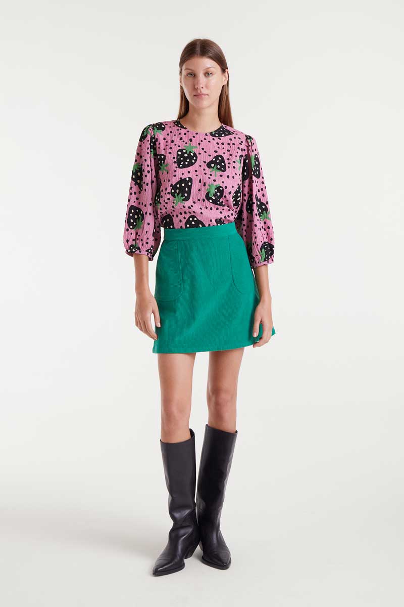 Strawberry Polka Dot Blouse in Pink