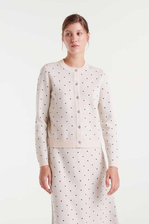 Polka Dot Cardigan in White