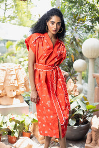Adley Dress in Flame Scarlet