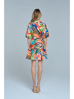 Load image into Gallery viewer, Printed Bubble Sleeve Mini Dress in Red Multi
