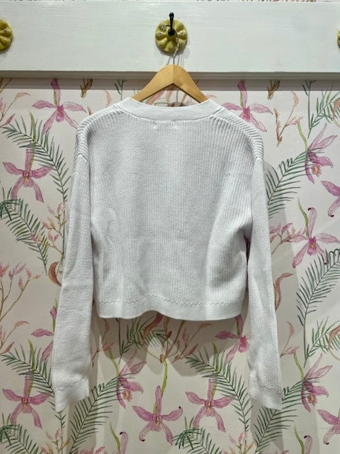 Cropped Cardigan in Bleach White