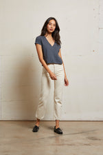Load image into Gallery viewer, Alanis Recycled Cotton V-Neck Tee in Night
